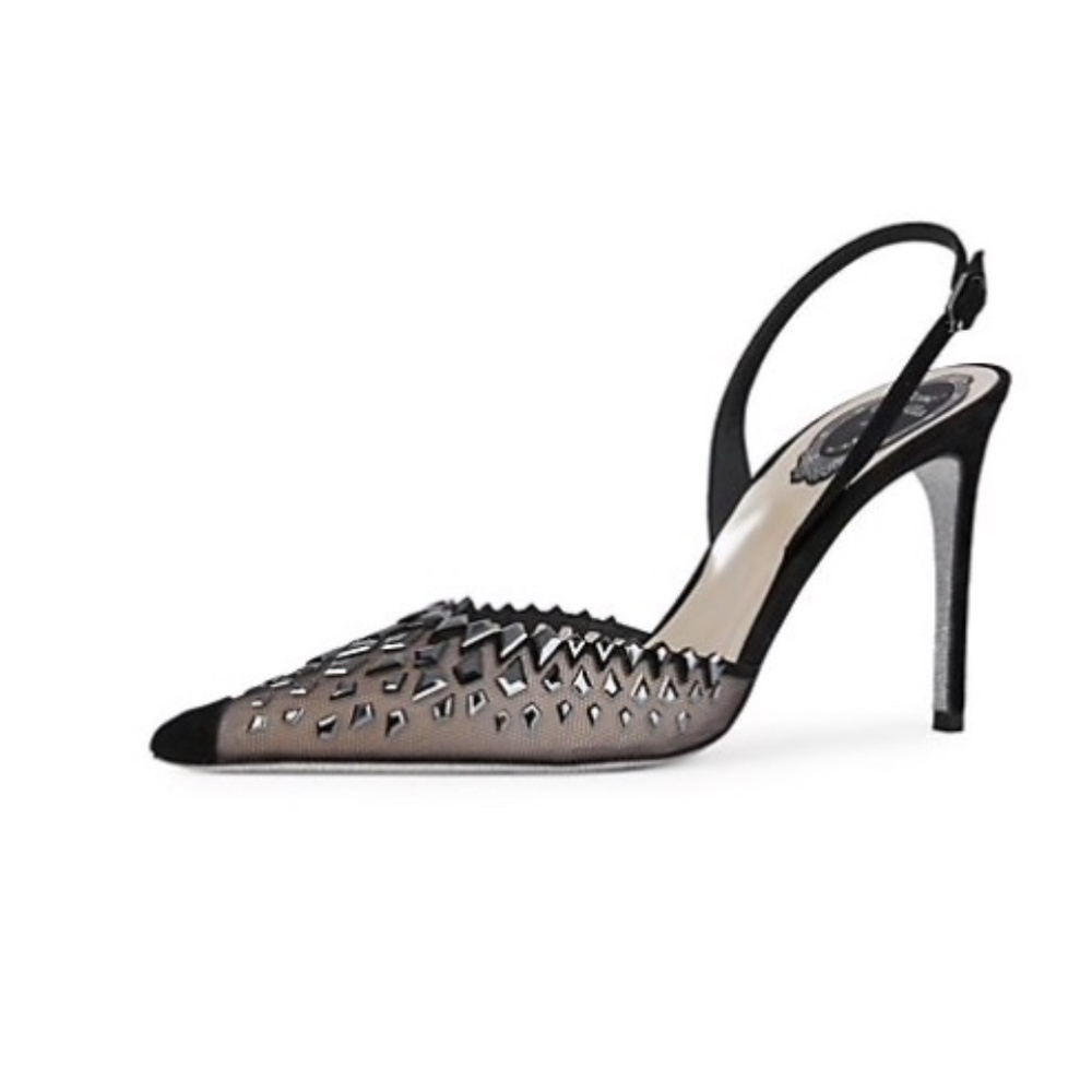 NWT Rene Caovilla Jewelled Slingback Pumps